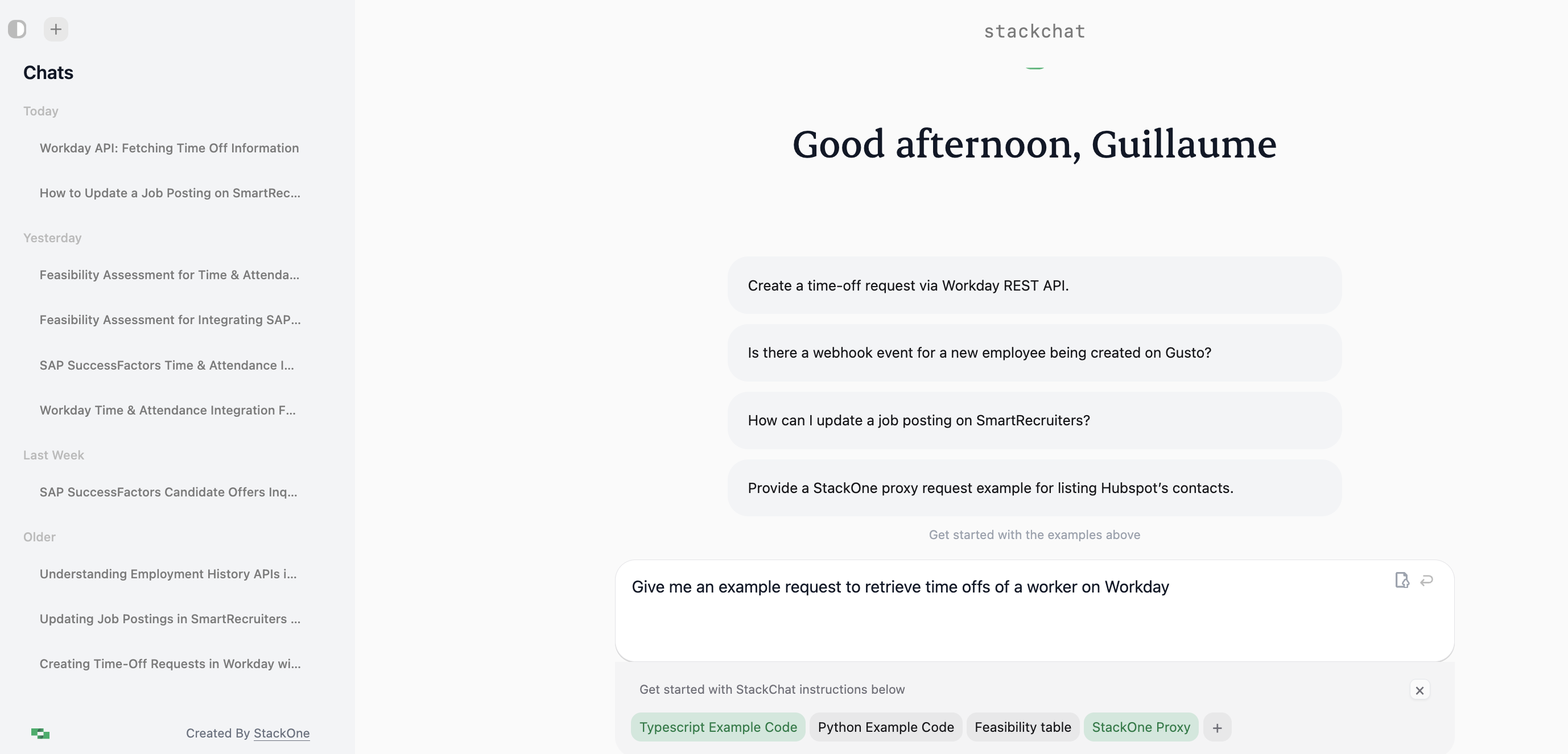 StackChat interface screenshot
