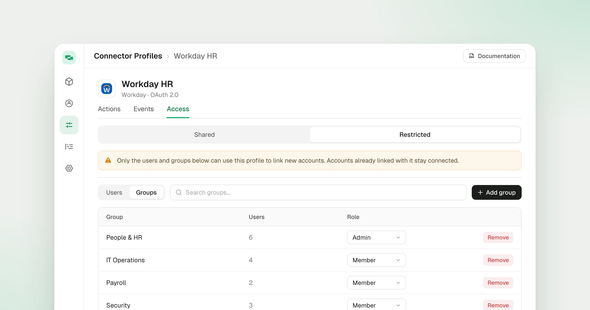 Connector Profile and Account Sharing