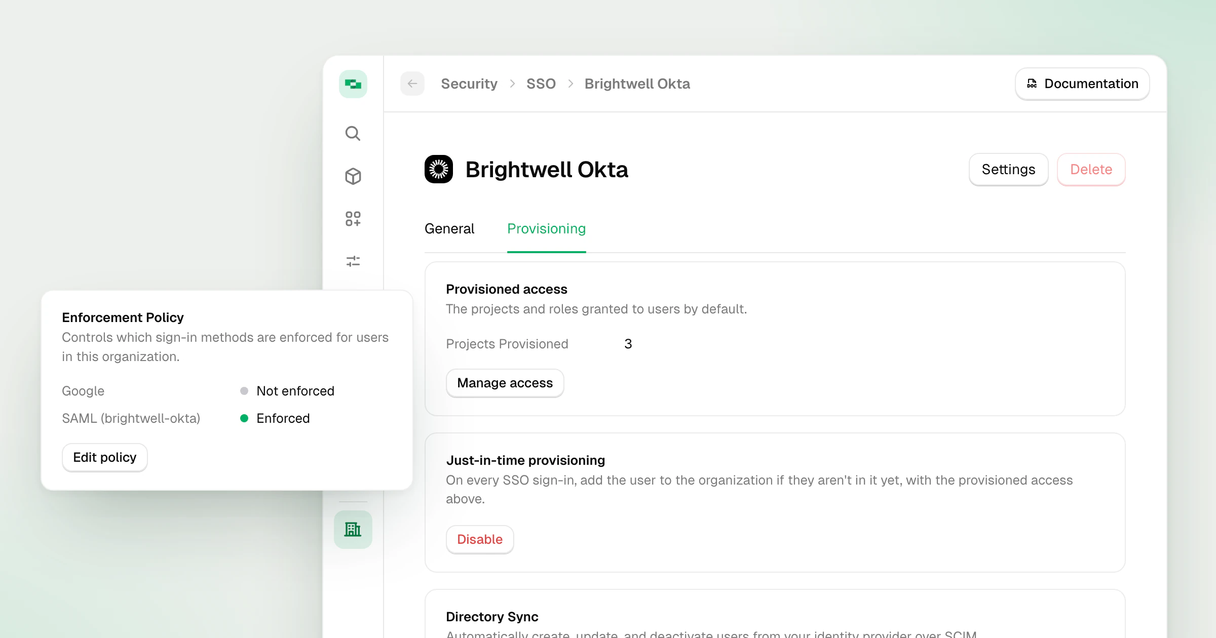 SSO Setup, Just-in-Time Provisioning and Enforcement