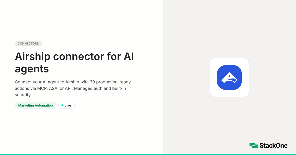Airship Integration for AI Agents (38 Actions) | StackOne
