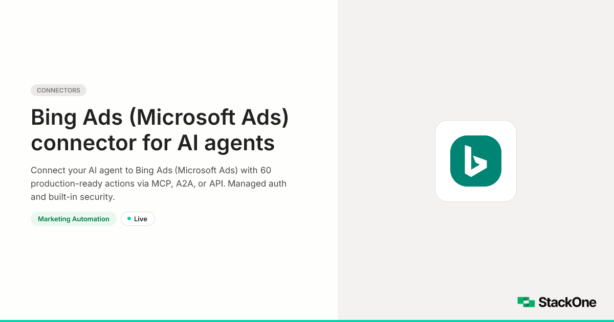 Bing Ads (Microsoft Ads) Integration for AI Agents (60 Actions) | StackOne
