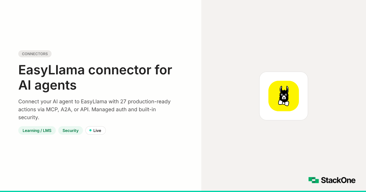 EasyLlama Integration for AI Agents (27 Actions) | StackOne