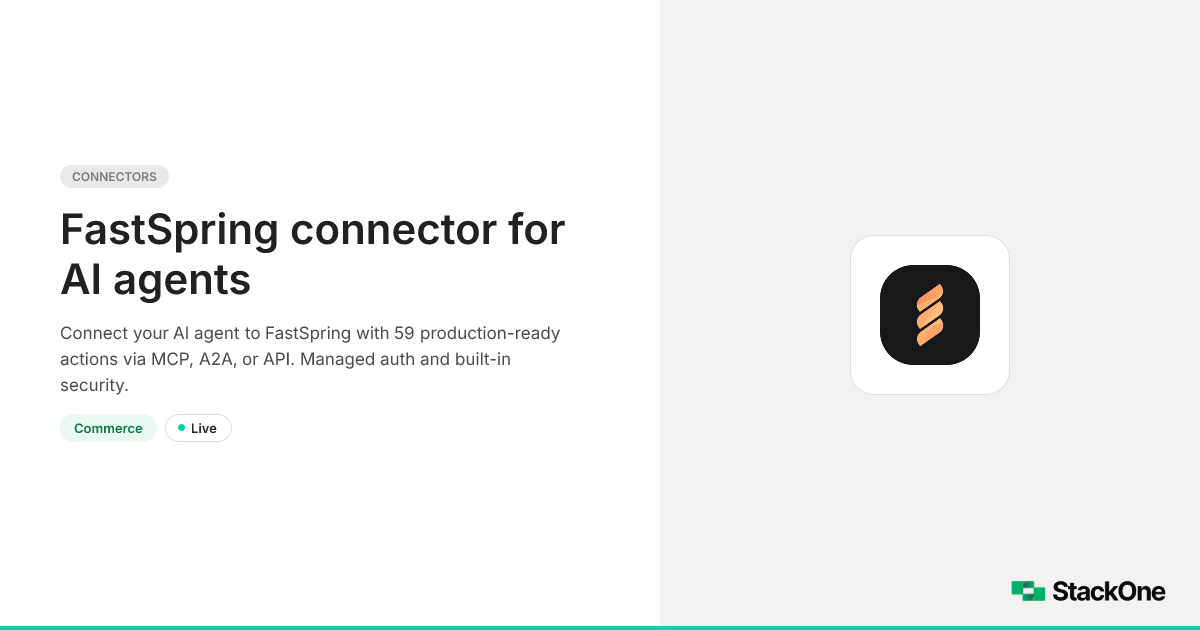 FastSpring Integration for AI Agents (59 Actions) | StackOne