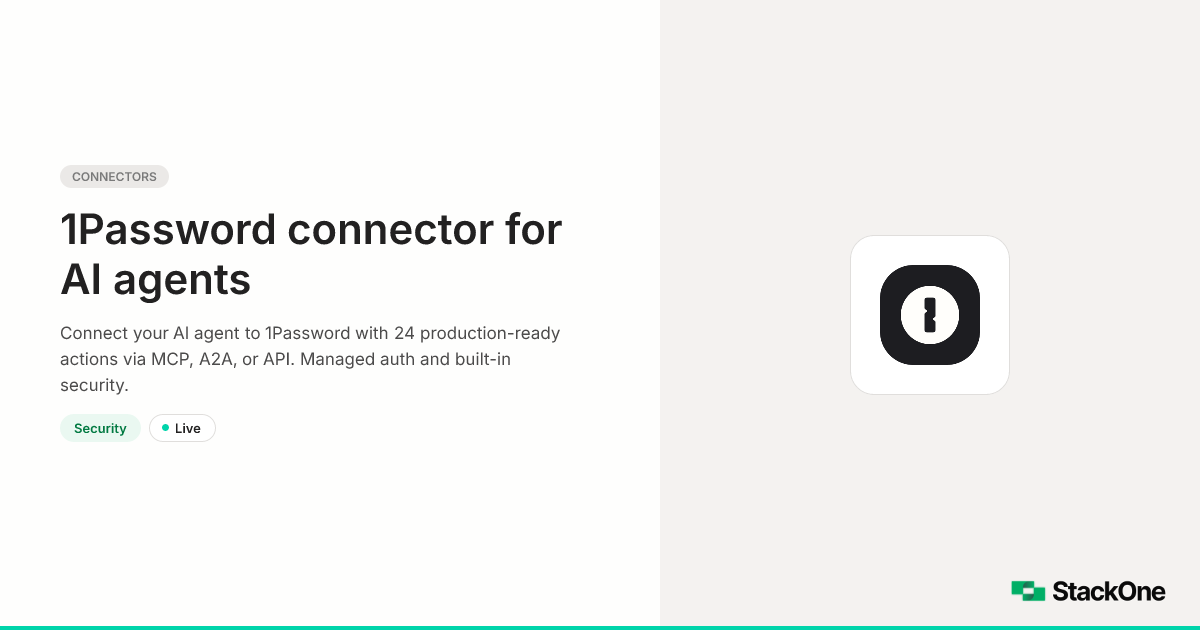 1Password Integration for AI Agents (24 Actions) | StackOne