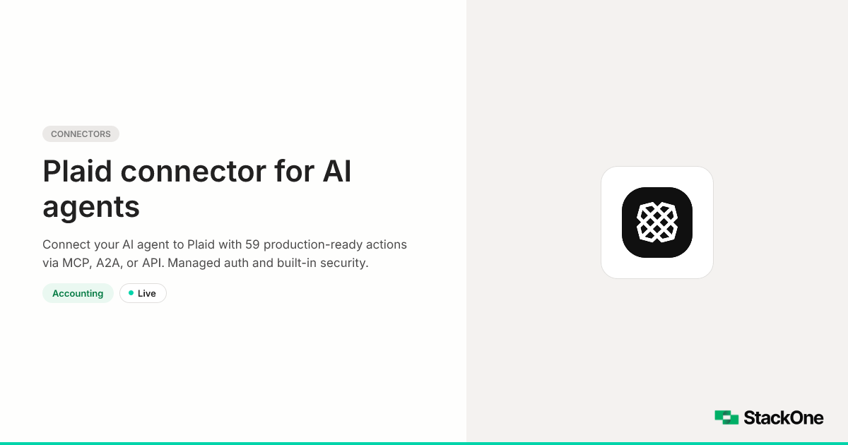 Plaid Integration for AI Agents (59 Actions) | StackOne