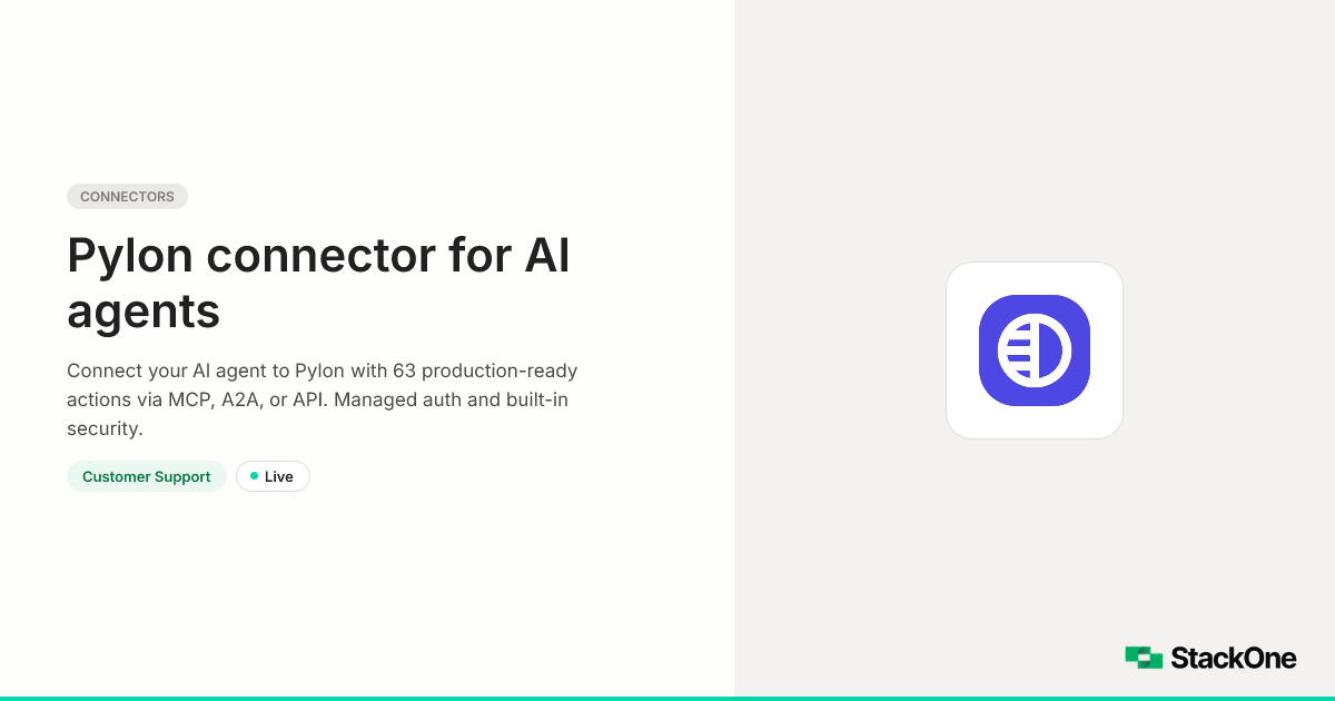 Pylon Integration for AI Agents (52 Actions) | StackOne