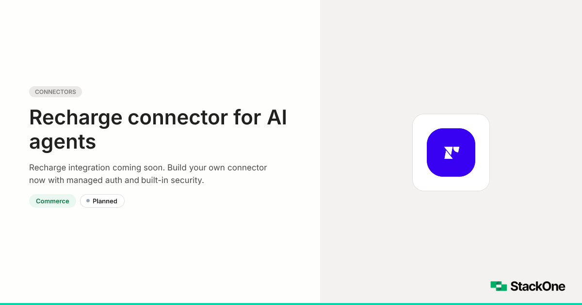 Recharge Integration for AI Agents | StackOne