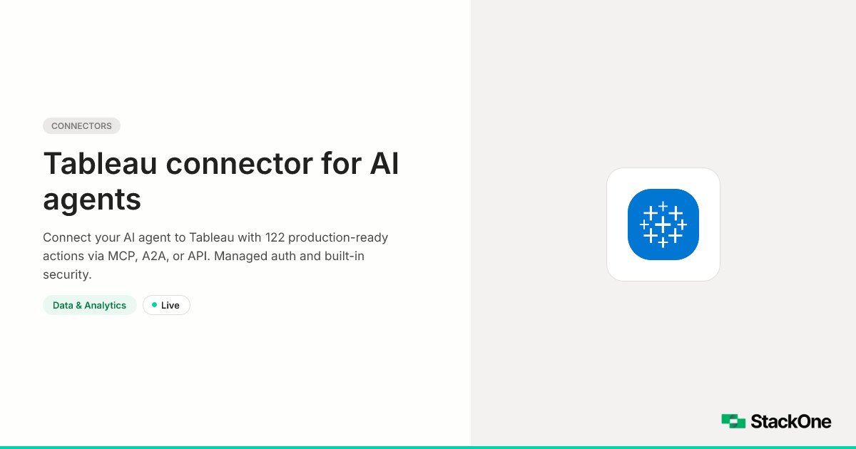 Tableau Integration for AI Agents (122 Actions) | StackOne