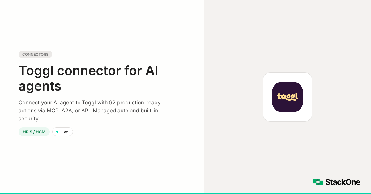 Toggl Integration for AI Agents (92 Actions) | StackOne