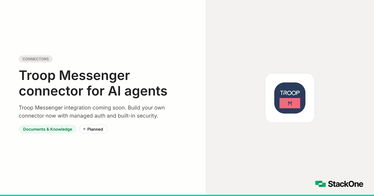 Troop Messenger Integration for AI Agents | StackOne