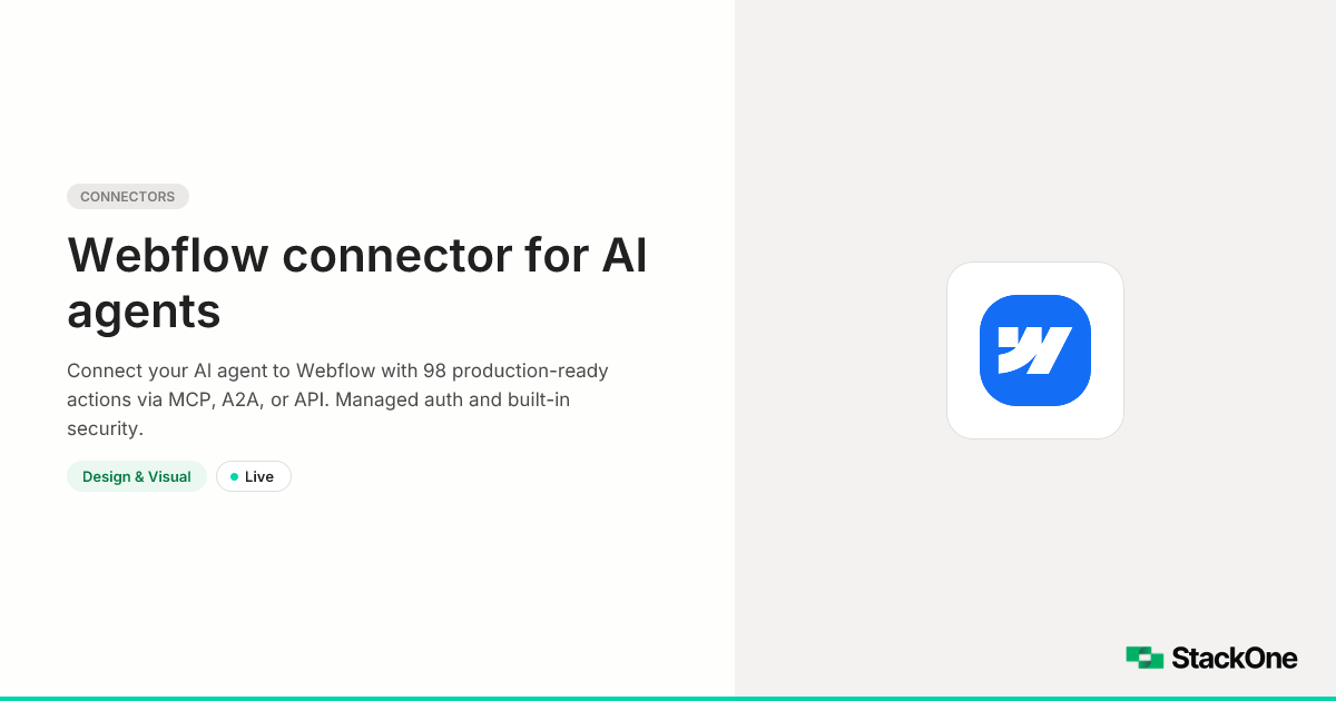 Webflow Integration for AI Agents (98 Actions) | StackOne