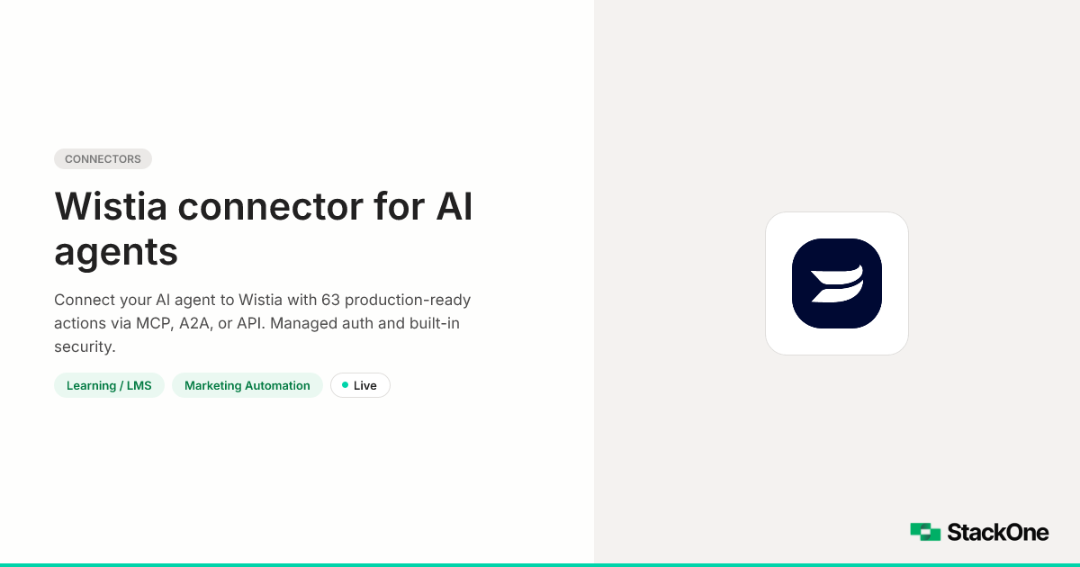 Wistia Integration for AI Agents (63 Actions) | StackOne