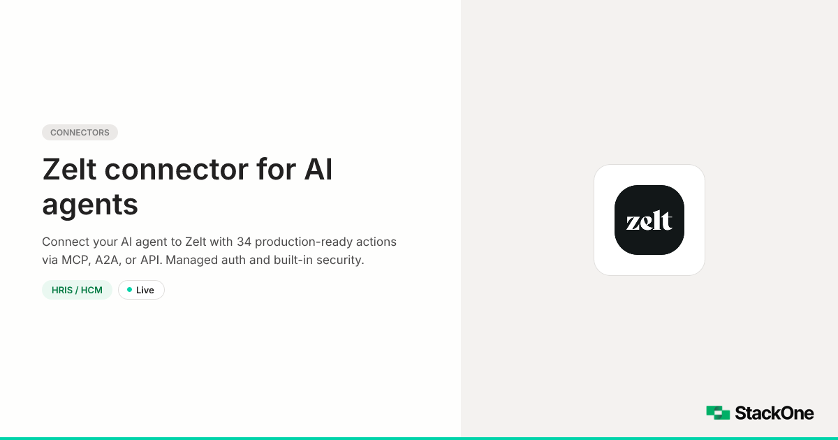 Zelt Integration for AI Agents (34 Actions) | StackOne