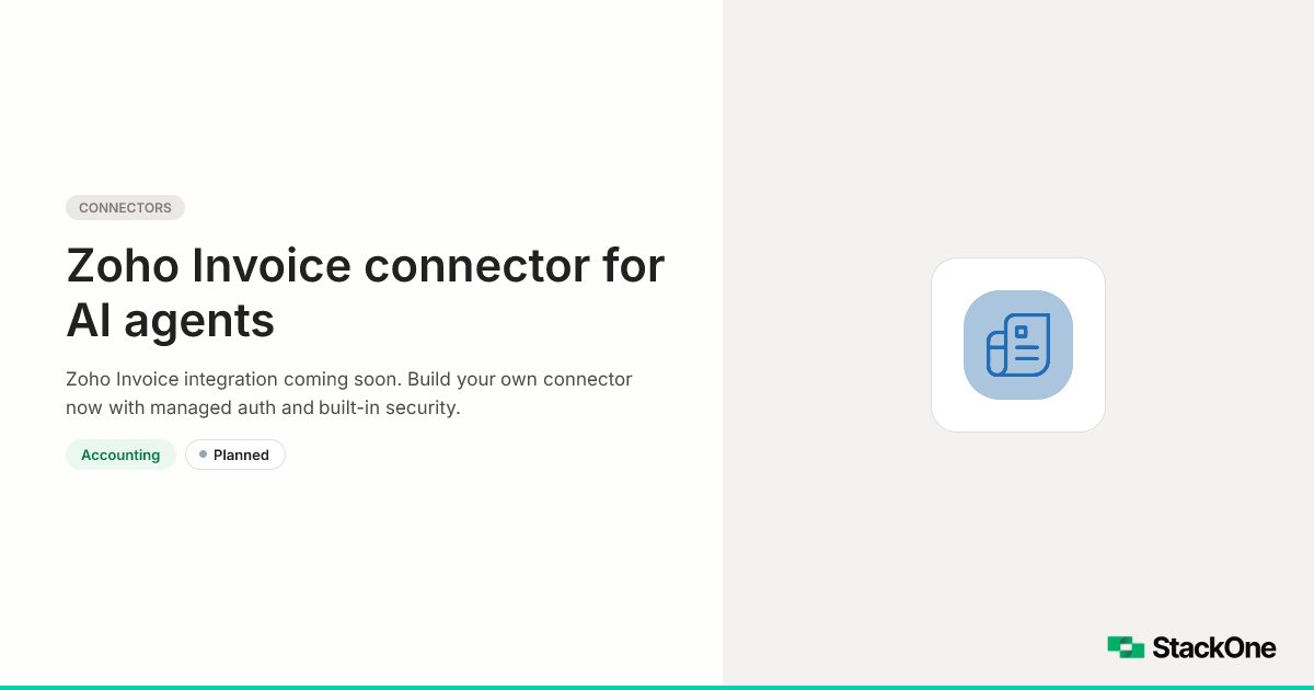 Zoho Invoice Integration for AI Agents | StackOne