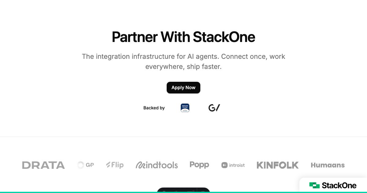 Stack One Technology Partnerships for AI Agents | StackOne | StackOne